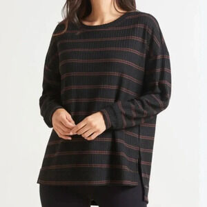 NWT Sanctuary Waffle Tunic Slow Time Striped Shirt Black Striped Size 1X